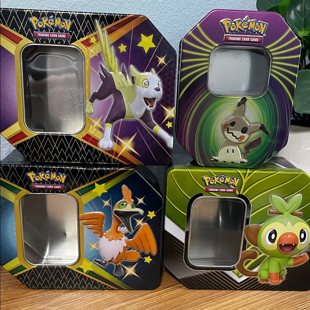 Pokémon Empty Trading Card Game Tins Set No Cards Bundle of 4